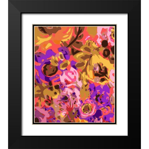 Warm Abstract Floral I Black Modern Wood Framed Art Print with Double Matting by Fields, Karen