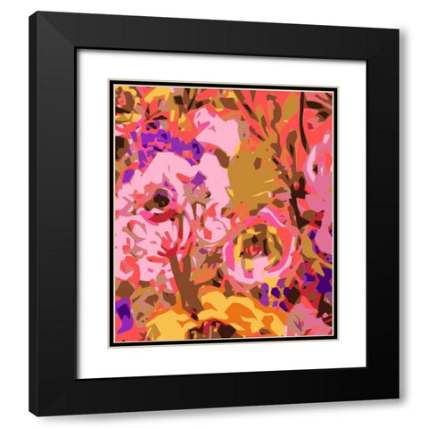 Warm Abstract Floral II Black Modern Wood Framed Art Print with Double Matting by Fields, Karen