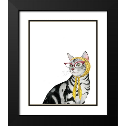 Cool Cat III Black Modern Wood Framed Art Print with Double Matting by Popp, Grace