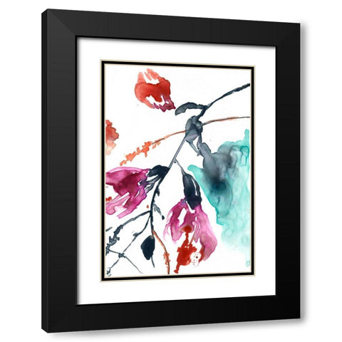 Hanging Fuchsia II Black Modern Wood Framed Art Print with Double Matting by Goldberger, Jennifer