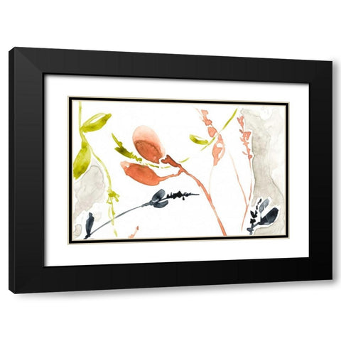 Coral and Navy I Black Modern Wood Framed Art Print with Double Matting by Goldberger, Jennifer