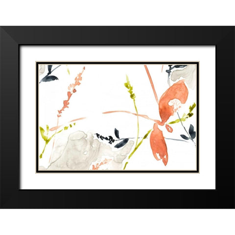 Coral and Navy II Black Modern Wood Framed Art Print with Double Matting by Goldberger, Jennifer