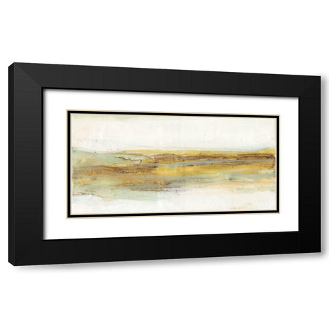 Mint And Ochre Horizon I Black Modern Wood Framed Art Print with Double Matting by Goldberger, Jennifer