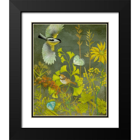 Birding II Black Modern Wood Framed Art Print with Double Matting by Zarris, Chariklia