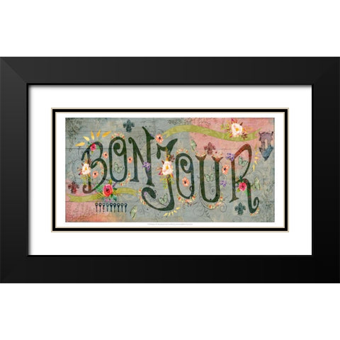 Bonjour Black Modern Wood Framed Art Print with Double Matting by Lloyd, Sandy