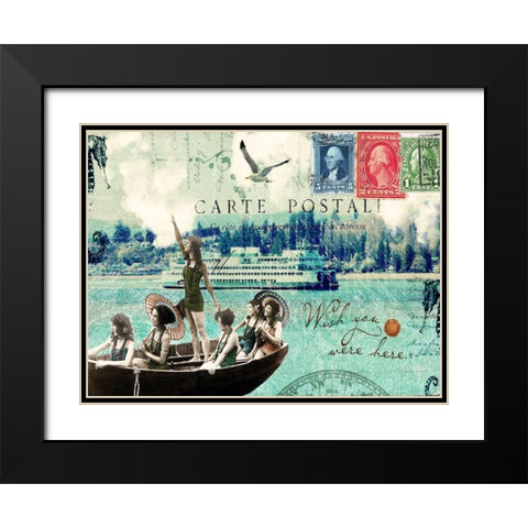 Wish You Were Here Black Modern Wood Framed Art Print with Double Matting by Lloyd, Sandy