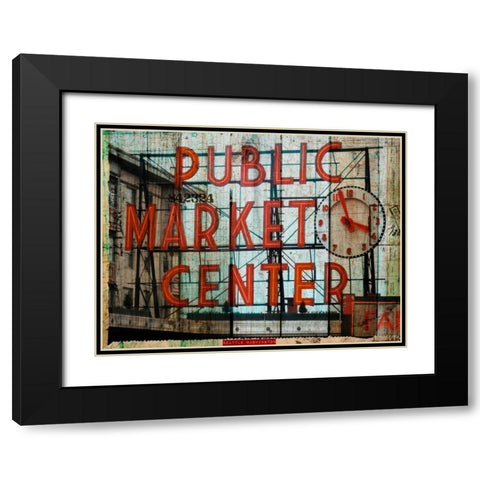 Public Market Black Modern Wood Framed Art Print with Double Matting by Lloyd, Sandy