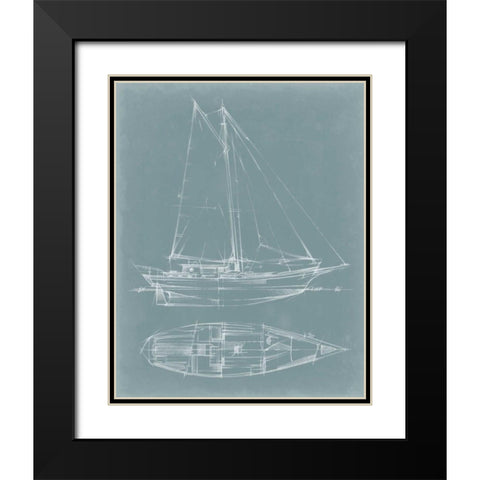 Yacht Sketches III Black Modern Wood Framed Art Print with Double Matting by Harper, Ethan