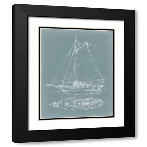 Yacht Sketches IV Black Modern Wood Framed Art Print with Double Matting by Harper, Ethan