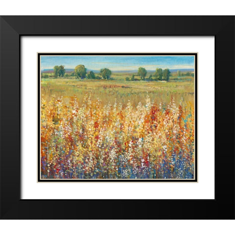 Gold and Red Field I Black Modern Wood Framed Art Print with Double Matting by OToole, Tim