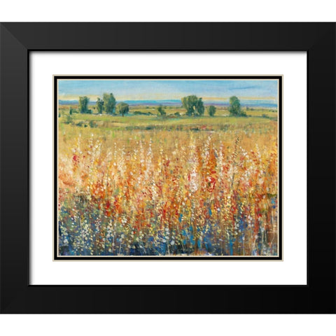 Gold and Red Field II Black Modern Wood Framed Art Print with Double Matting by OToole, Tim