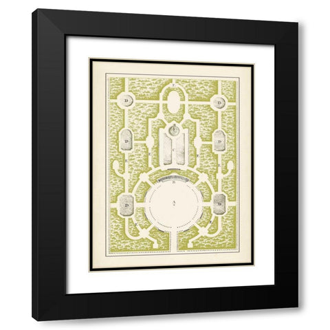 Green Garden Maze I Black Modern Wood Framed Art Print with Double Matting by Blondel, J.F.