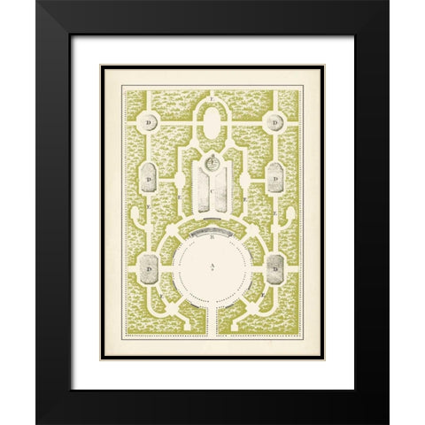 Green Garden Maze I Black Modern Wood Framed Art Print with Double Matting by Blondel, J.F.