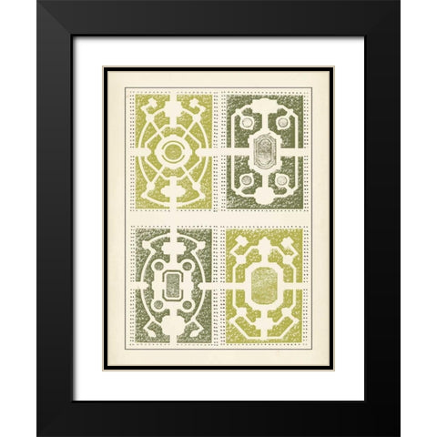 Green Garden Maze II Black Modern Wood Framed Art Print with Double Matting by Blondel, J.F.