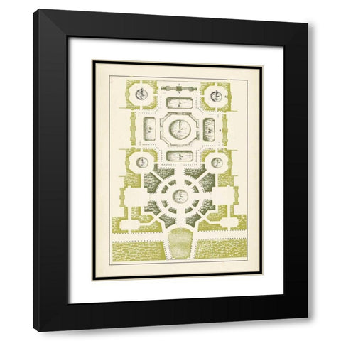 Green Garden Maze III Black Modern Wood Framed Art Print with Double Matting by Blondel, J.F.