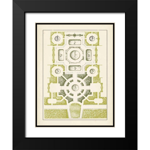 Green Garden Maze III Black Modern Wood Framed Art Print with Double Matting by Blondel, J.F.