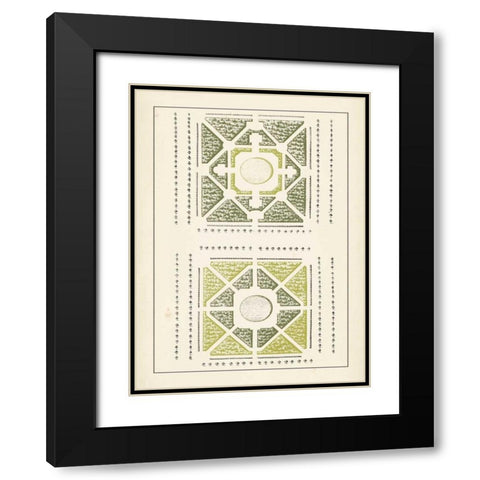 Green Garden Maze IV Black Modern Wood Framed Art Print with Double Matting by Blondel, J.F.