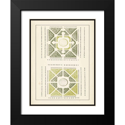 Green Garden Maze IV Black Modern Wood Framed Art Print with Double Matting by Blondel, J.F.
