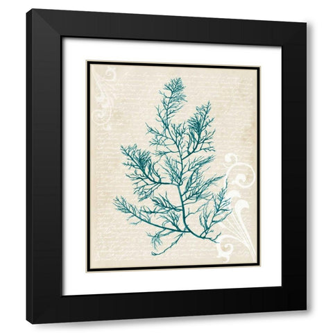 Teal Seaweed I Black Modern Wood Framed Art Print with Double Matting by Popp, Grace