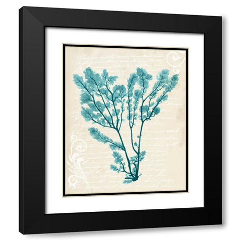 Teal Seaweed V Black Modern Wood Framed Art Print with Double Matting by Popp, Grace