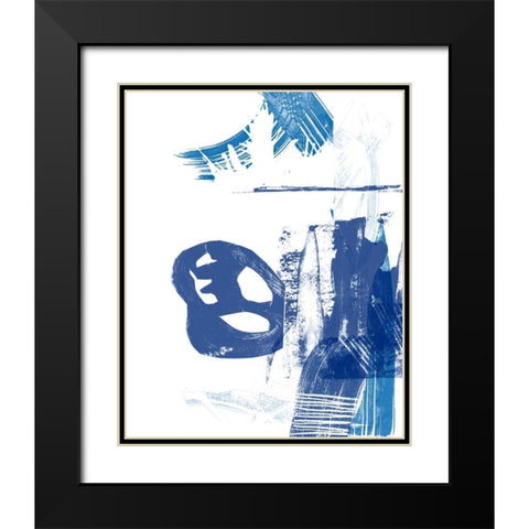 Blue Scribbles I Black Modern Wood Framed Art Print with Double Matting by Vision Studio