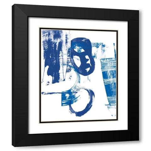 Blue Scribbles II Black Modern Wood Framed Art Print with Double Matting by Vision Studio