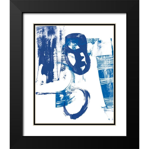 Blue Scribbles II Black Modern Wood Framed Art Print with Double Matting by Vision Studio