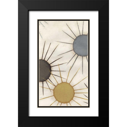 Starburst Triptych II Black Modern Wood Framed Art Print with Double Matting by Vess, June Erica