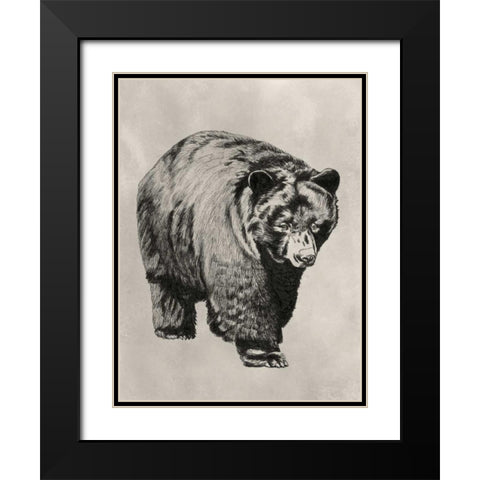 Pen and Ink Bear I Black Modern Wood Framed Art Print with Double Matting by McCavitt, Naomi