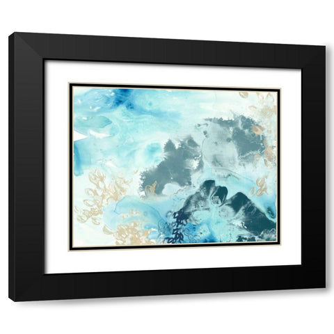 Aqua Wave Form I Black Modern Wood Framed Art Print with Double Matting by Vess, June Erica