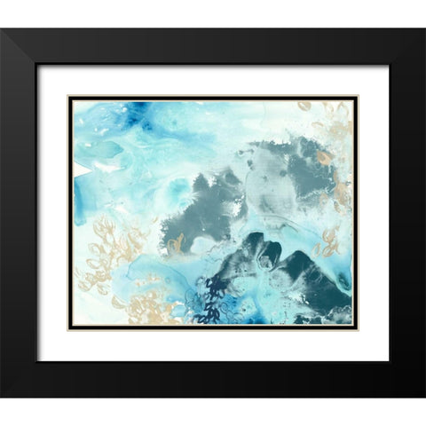 Aqua Wave Form I Black Modern Wood Framed Art Print with Double Matting by Vess, June Erica