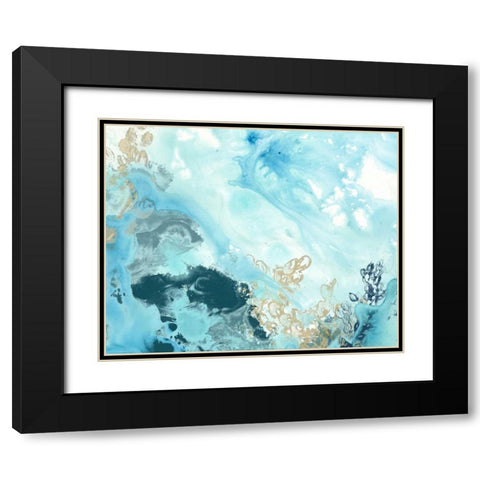 Aqua Wave Form II Black Modern Wood Framed Art Print with Double Matting by Vess, June Erica