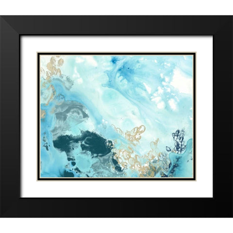 Aqua Wave Form II Black Modern Wood Framed Art Print with Double Matting by Vess, June Erica