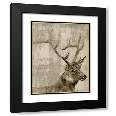 Sepia Elk Black Modern Wood Framed Art Print with Double Matting by Goldberger, Jennifer