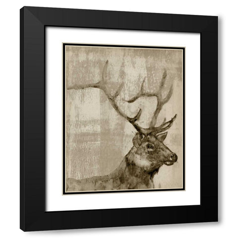 Sepia Elk  Black Modern Wood Framed Art Print with Double Matting by Goldberger, Jennifer