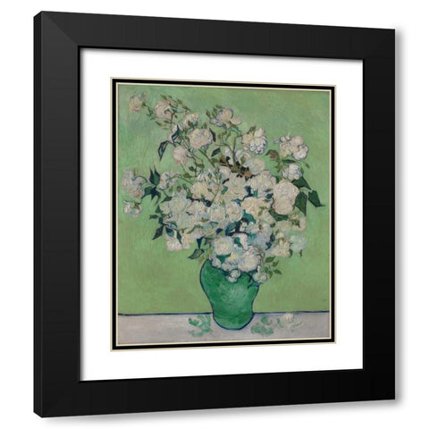 Roses Black Modern Wood Framed Art Print with Double Matting by Van Gogh, Vincent