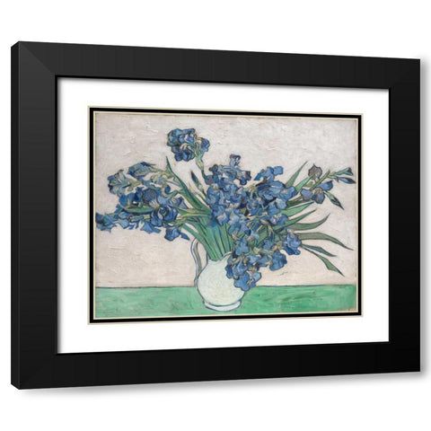 Irises Black Modern Wood Framed Art Print with Double Matting by Van Gogh, Vincent