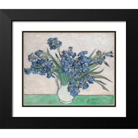 Irises Black Modern Wood Framed Art Print with Double Matting by Van Gogh, Vincent