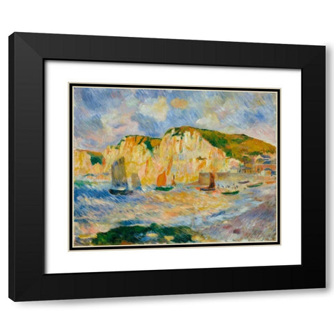 Sea and Cliffs Black Modern Wood Framed Art Print with Double Matting by Renoir, Pierre-Auguste