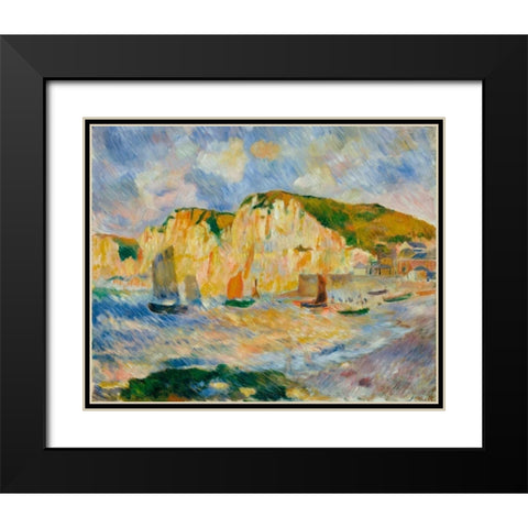 Sea and Cliffs Black Modern Wood Framed Art Print with Double Matting by Renoir, Pierre-Auguste