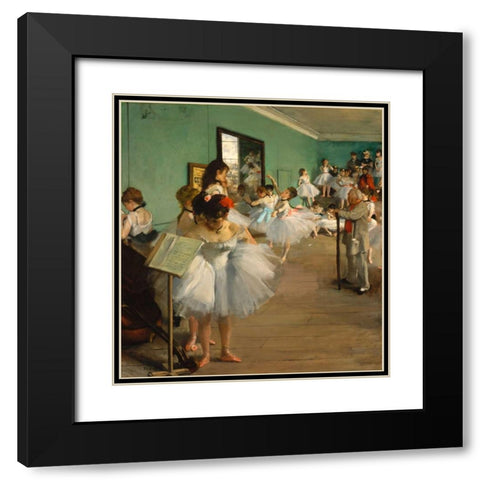 The Dance Class Black Modern Wood Framed Art Print with Double Matting by Degas, Edgar