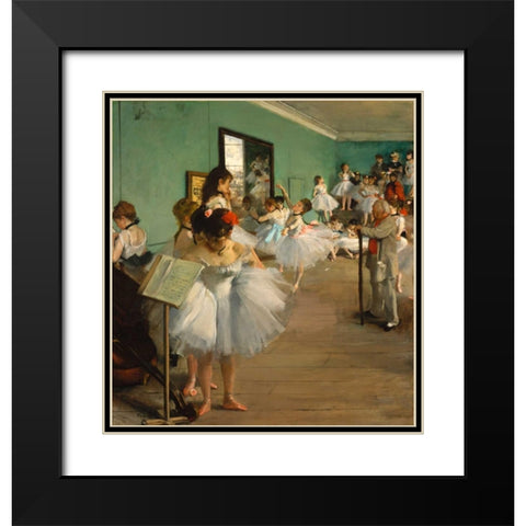 The Dance Class Black Modern Wood Framed Art Print with Double Matting by Degas, Edgar