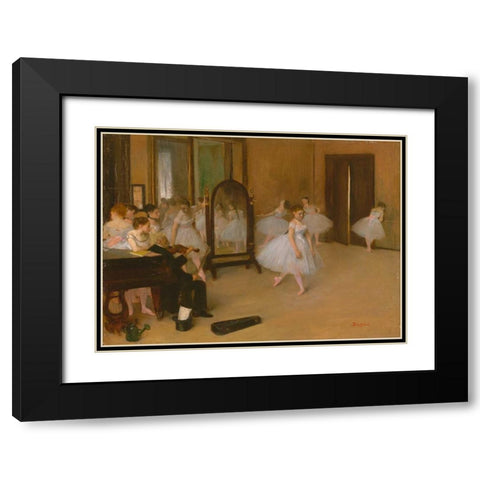 The Dancing Class Black Modern Wood Framed Art Print with Double Matting by Degas, Edgar