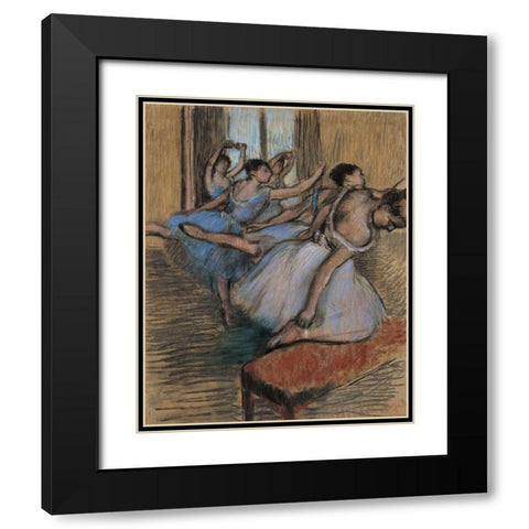 The Dancers Black Modern Wood Framed Art Print with Double Matting by Degas, Edgar