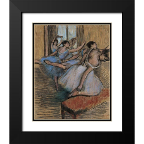 The Dancers Black Modern Wood Framed Art Print with Double Matting by Degas, Edgar