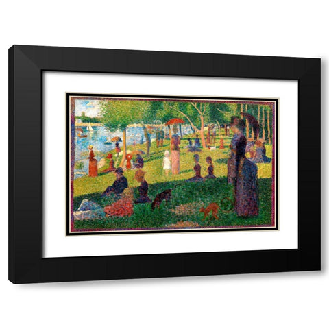 A Sunday on La Grande Jatte Black Modern Wood Framed Art Print with Double Matting by Seurat, Georges