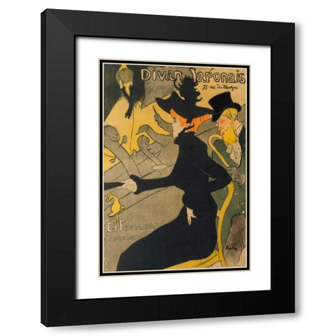 Divan Japonais Black Modern Wood Framed Art Print with Double Matting by de Toulouse-Lautrec, Henri