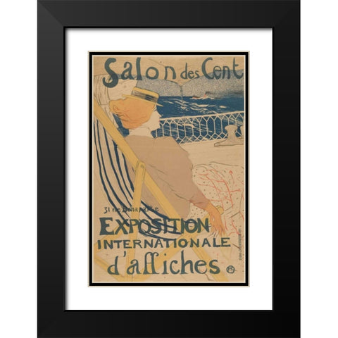 Salon des Cent-Exposition Internationale daffiches Black Modern Wood Framed Art Print with Double Matting by de Toulouse-Lautrec, Henri