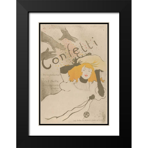 Confetti Black Modern Wood Framed Art Print with Double Matting by de Toulouse-Lautrec, Henri