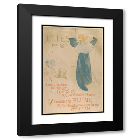 Elles (poster for 1896 exhibition at La Plume) Black Modern Wood Framed Art Print with Double Matting by de Toulouse-Lautrec, Henri